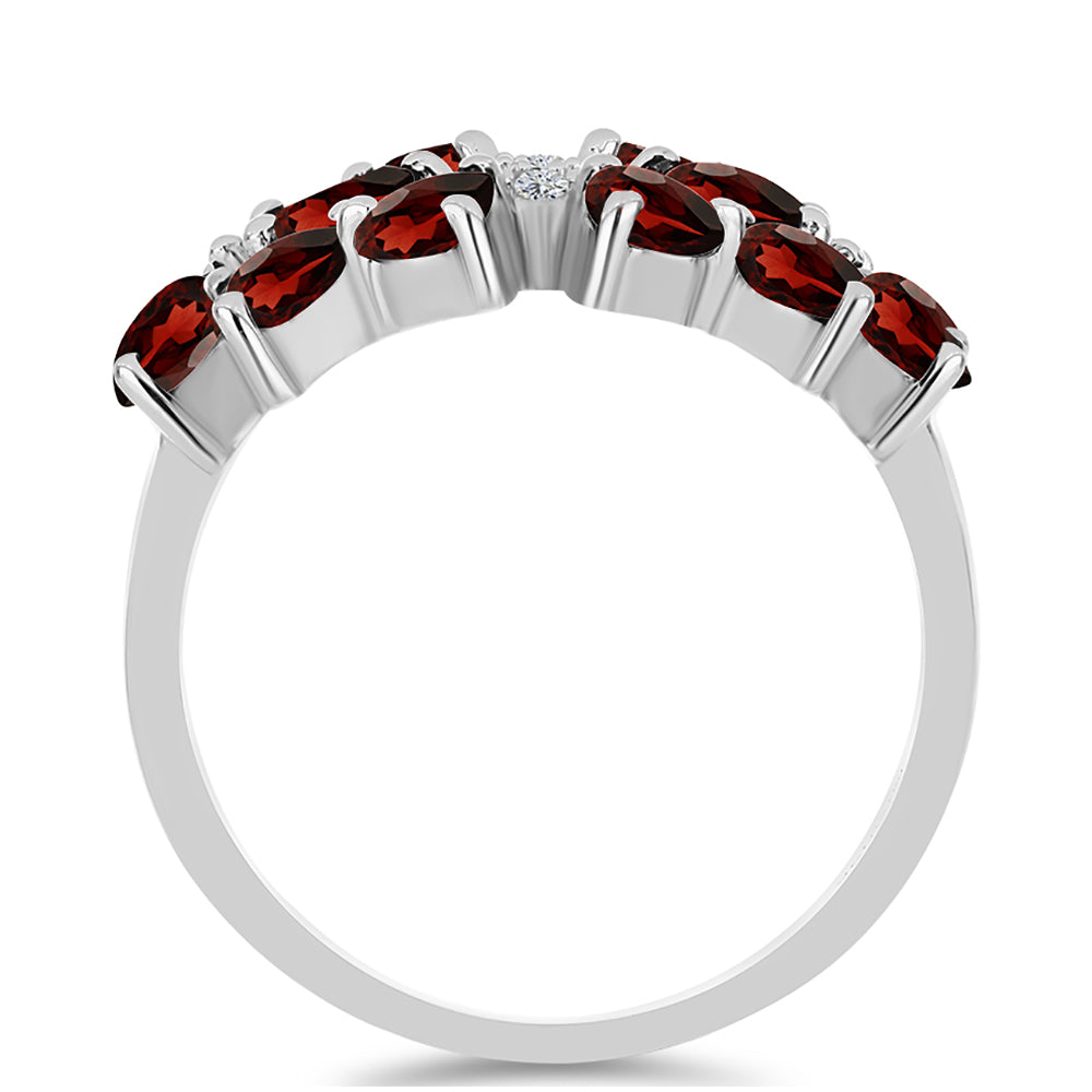 Inel din Argint 925 ( 3.24 grame ) cu Granat Barton și Topaz Alb 2.61 Carate