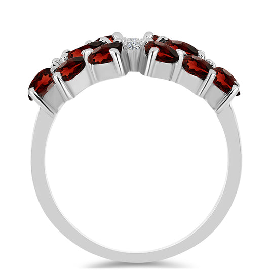 Inel din Argint 925 ( 3.24 grame ) cu Granat Barton și Topaz Alb 2.61 Carate