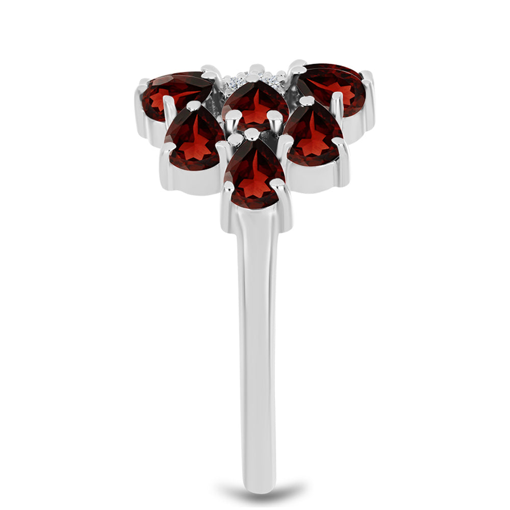 Inel din Argint 925 ( 3.24 grame ) cu Granat Barton și Topaz Alb 2.61 Carate