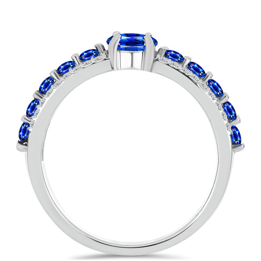 Inel din Argint 925 ( 2.74 grame ) cu Safir Albastru Australian și Topaz Alb 1.33 Carate