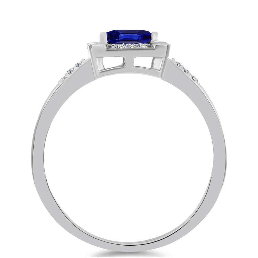 Inel din Argint 925 ( 2.51 grame ) cu Safir Albastru Australian și Topaz Alb 0.51 Carate 2 