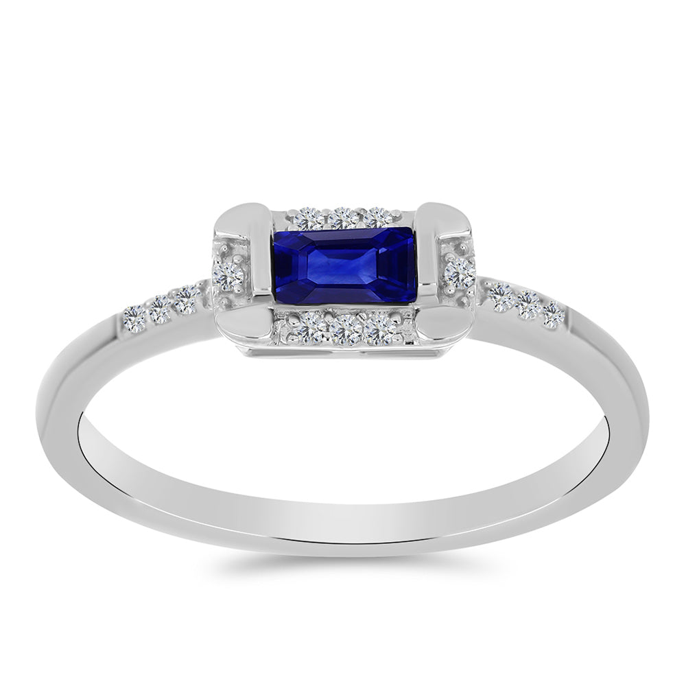 Inel din Argint 925 ( 2.51 grame ) cu Safir Albastru Australian și Topaz Alb 0.51 Carate 3 