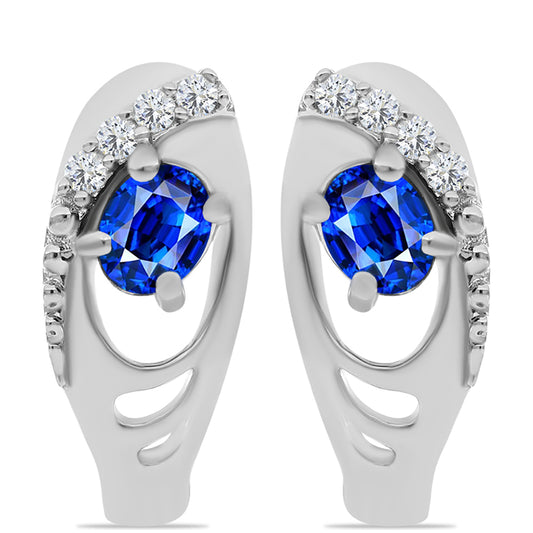 Cercei din Argint 925 ( 2.72 grame ) cu Safir Albastru Australian și Topaz Alb 0.57 Carate