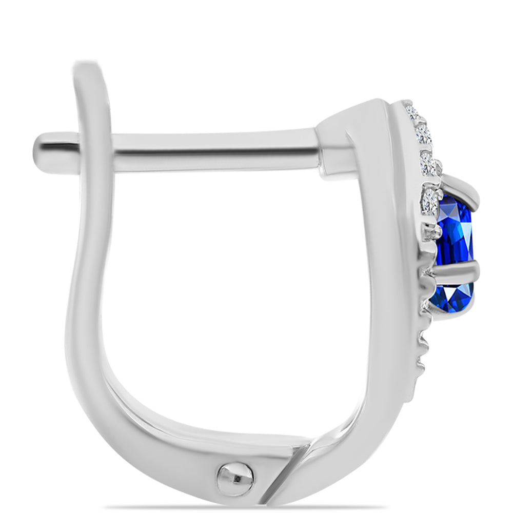 Cercei din Argint 925 ( 2.72 grame ) cu Safir Albastru Australian și Topaz Alb 0.57 Carate 2 