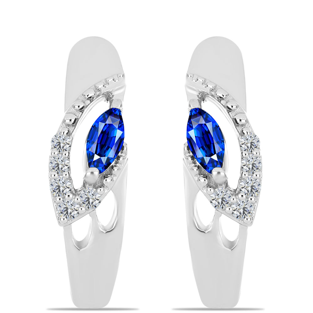 Cercei din Argint 925 ( 3.42 grame ) cu Safir Albastru Australian și Topaz Alb 0.34 Carate 1 