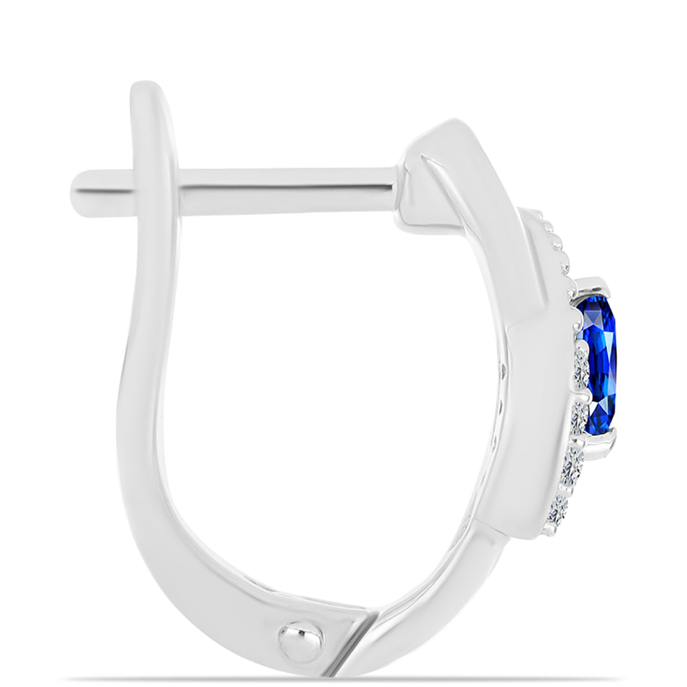 Cercei din Argint 925 ( 3.42 grame ) cu Safir Albastru Australian și Topaz Alb 0.34 Carate 2 