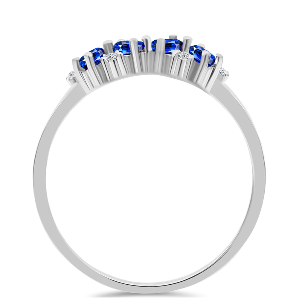 Inel din Argint 925 ( 1.9 grame ) cu Safir Albastru Australian și Topaz Alb 0.6 Carate 2 