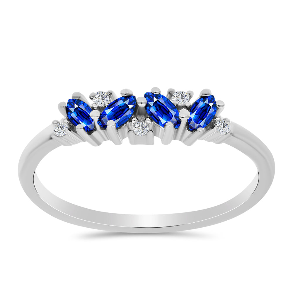 Inel din Argint 925 ( 1.9 grame ) cu Safir Albastru Australian și Topaz Alb 0.6 Carate