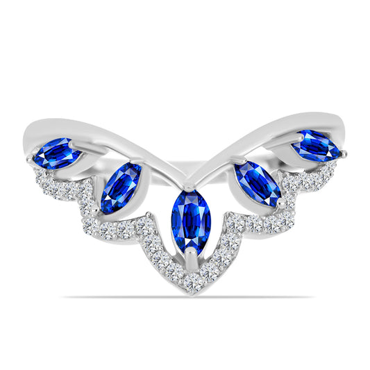 Inel din Argint 925 ( 2.44 grame ) cu Safir Albastru Australian și Topaz Alb 0.97 Carate