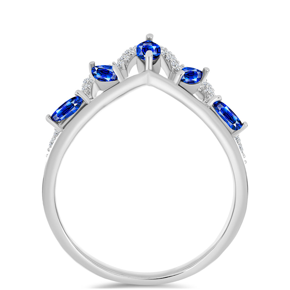 Inel din Argint 925 ( 2.44 grame ) cu Safir Albastru Australian și Topaz Alb 0.97 Carate 2 