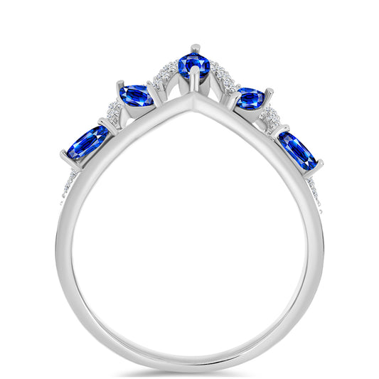 Inel din Argint 925 ( 2.44 grame ) cu Safir Albastru Australian și Topaz Alb 0.97 Carate