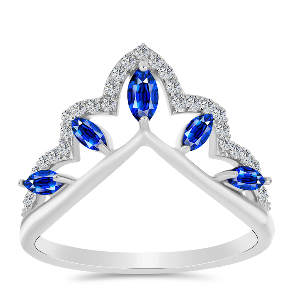 Inel din Argint 925 ( 2.44 grame ) cu Safir Albastru Australian și Topaz Alb 0.97 Carate