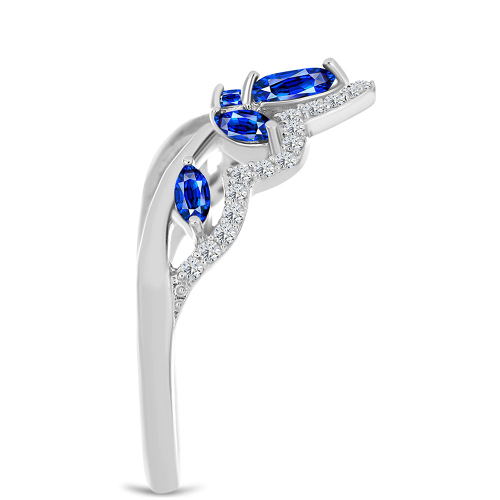 Inel din Argint 925 ( 2.44 grame ) cu Safir Albastru Australian și Topaz Alb 0.97 Carate 4 