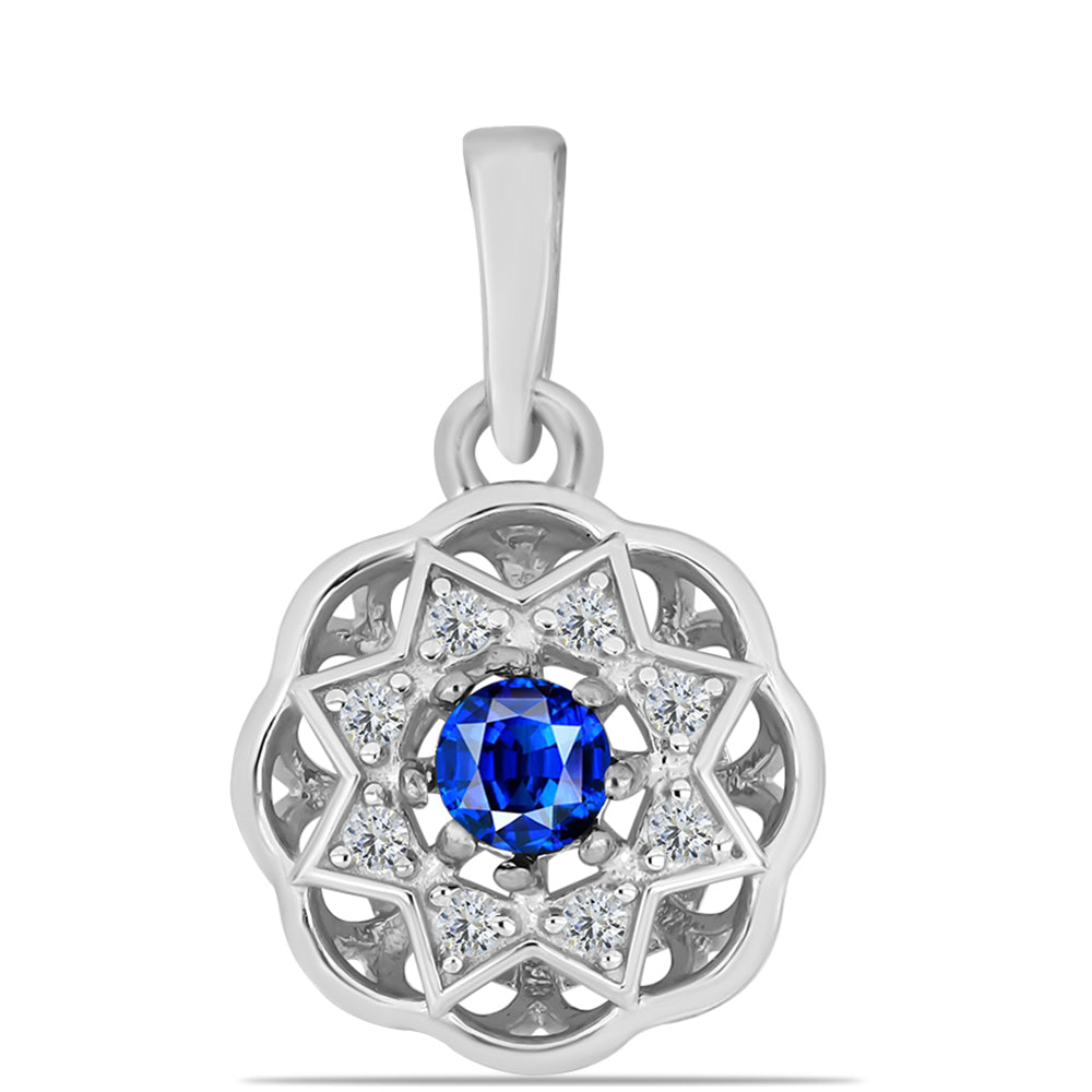 Pandantiv din Argint 925 ( 0.88 grame ) cu Safir Albastru Australian și Topaz Alb 0.22 Carate 1 