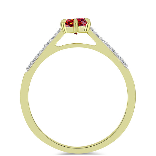 Inel din Argint 925 Placat cu Aur ( 2.18 grame ) cu Moissanite Roșu Majestic și Topaz Alb 0.61 Carate