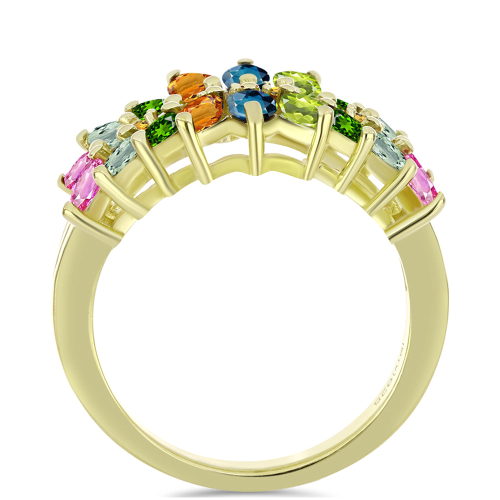 Inel din Argint 925 Placat cu Aur ( 4.25 grame ) cu Turmalină Chakra 2.09 Carate 2 