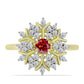 Inel din Argint 925 Placat cu Aur ( 2.94 grame ) cu Moissanite Roșu Majestic și Topaz Alb 0.69 Carate