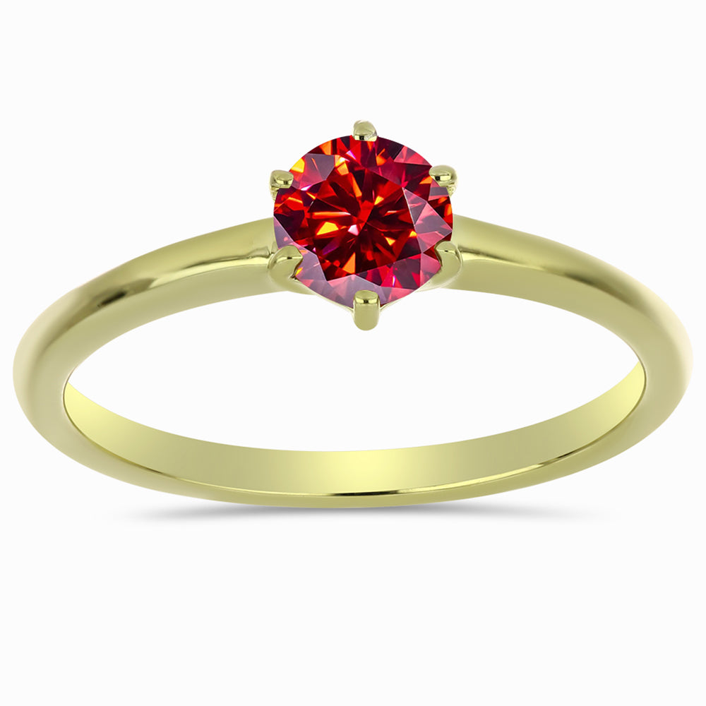 Inel din Argint 925 Placat cu Aur ( 2.16 grame ) cu Moissanite Roșu Majestic 0.76 Carate