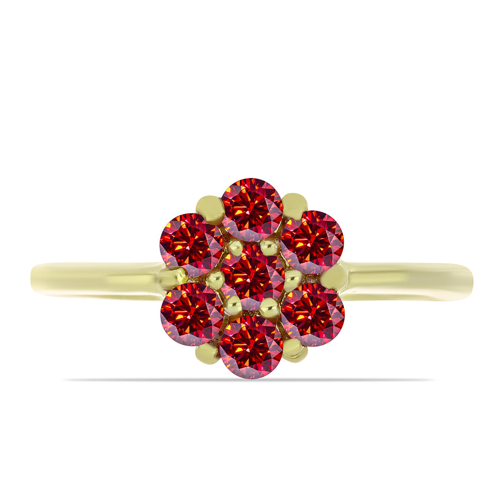 Inel din Argint 925 Placat cu Aur ( 2.15 grame ) cu Moissanite Roșu Majestic 0.73 Carate 1 