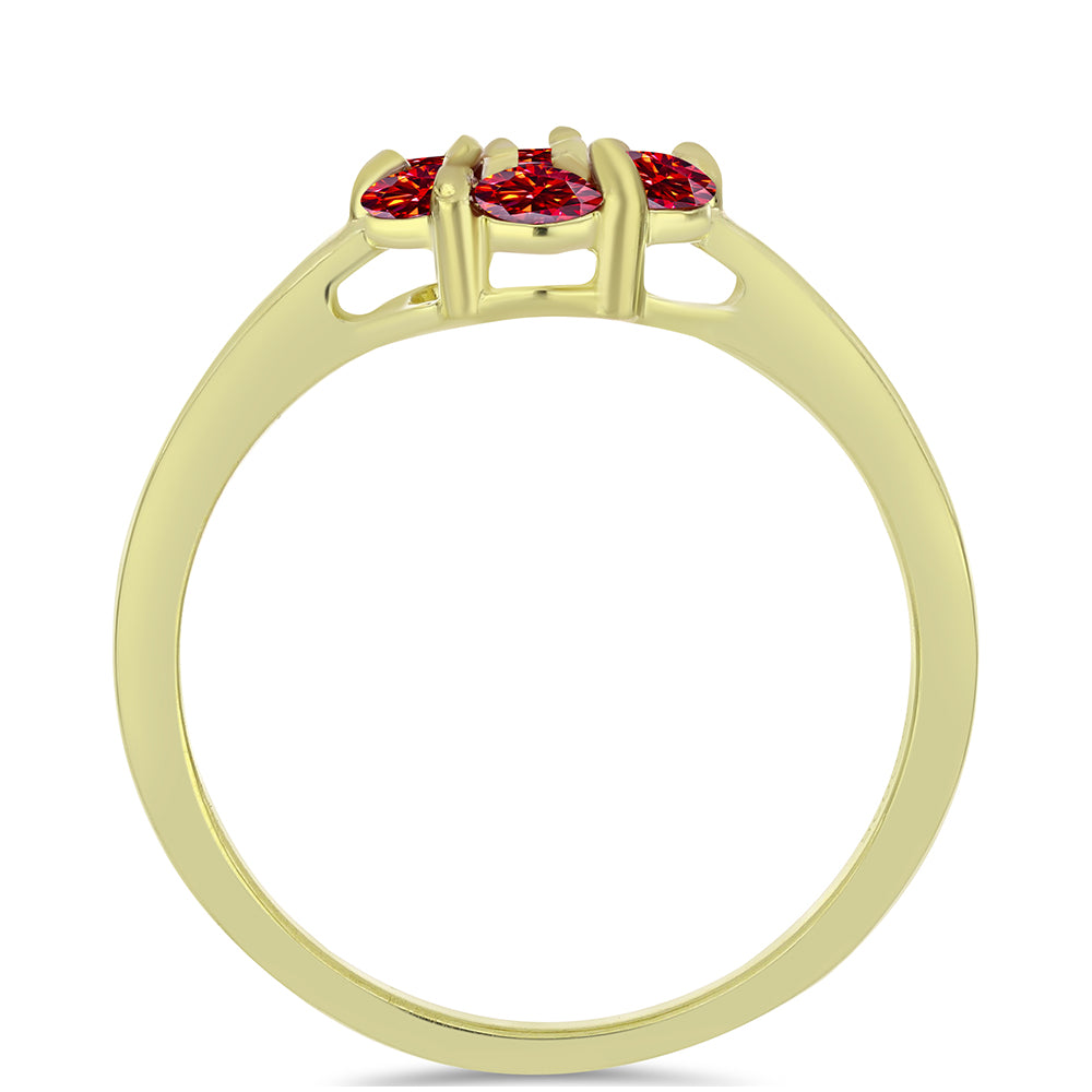 Inel din Argint 925 Placat cu Aur ( 2.15 grame ) cu Moissanite Roșu Majestic 0.73 Carate 2 