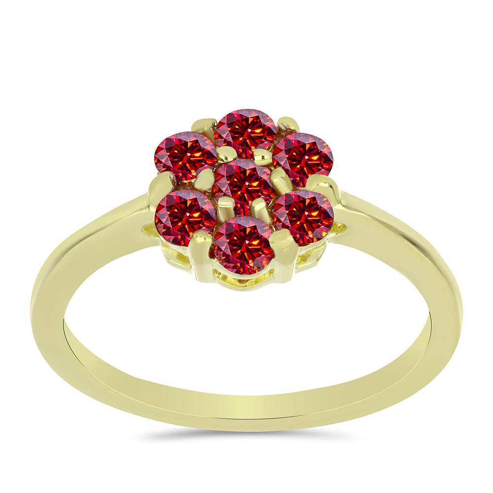 Inel din Argint 925 Placat cu Aur ( 2.15 grame ) cu Moissanite Roșu Majestic 0.73 Carate 3 