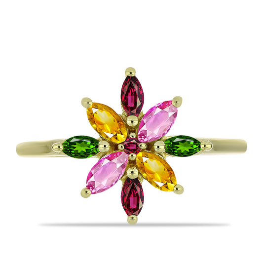 Inel din Argint 925 Placat cu Aur ( 1.9 grame ) cu Turmalină Chakra 0.95 Carate