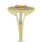 Inel din Argint 925 Placat cu Aur ( 3.69 grame ) cu Turmalină Chakra și Topaz Alb 1.94 Carate