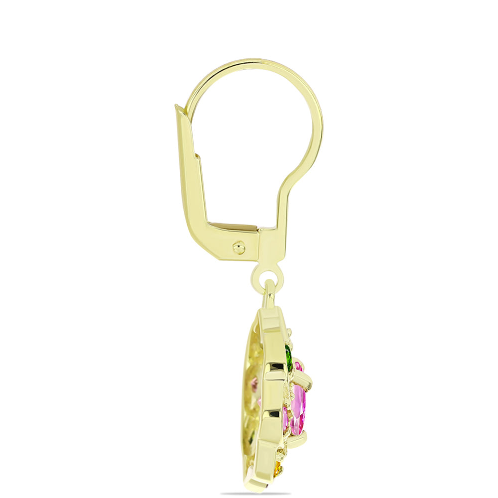 Cercei din Argint 925 Placat cu Aur ( 3.47 grame ) cu Turmalină Chakra și Topaz Alb 2.53 Carate 2 