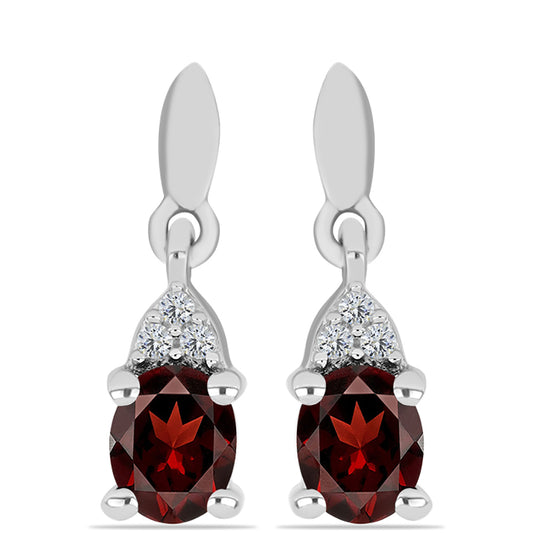 Cercei din Argint 925 ( 1.36 grame ) cu Granat Barton și Topaz Alb 0.87 Carate