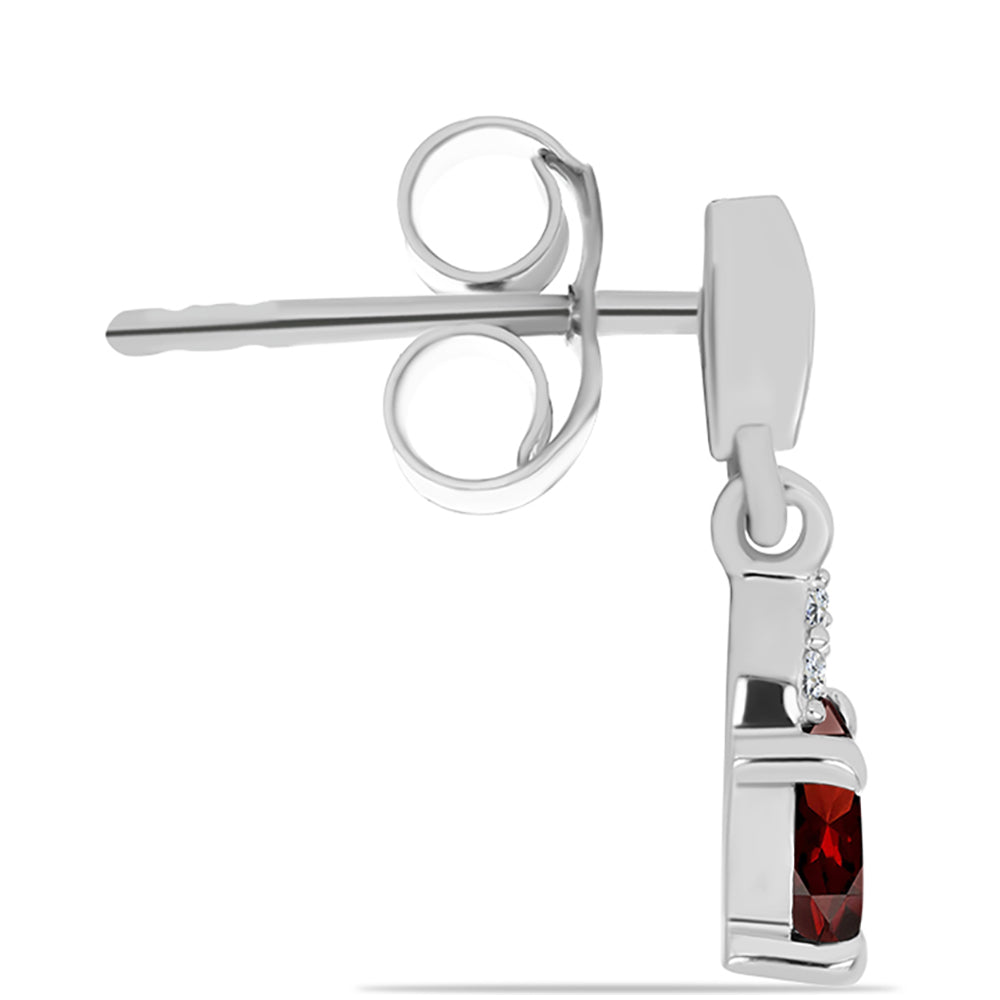 Cercei din Argint 925 ( 1.36 grame ) cu Granat Barton și Topaz Alb 0.87 Carate 2 