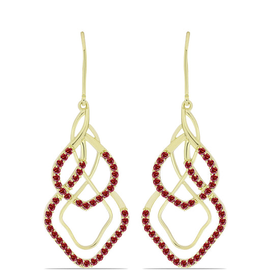 Cercei din Argint 925 Placat cu Aur ( 5.3 grame ) cu Moissanite Roșu Majestic 1.29 Carate