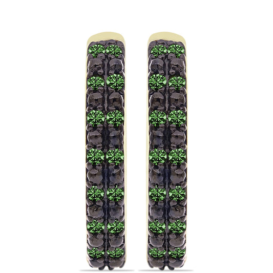Cercei din Argint 925 Placat cu Aur ( 4.15 grame ) cu Diamant Verde 0.21 Carate