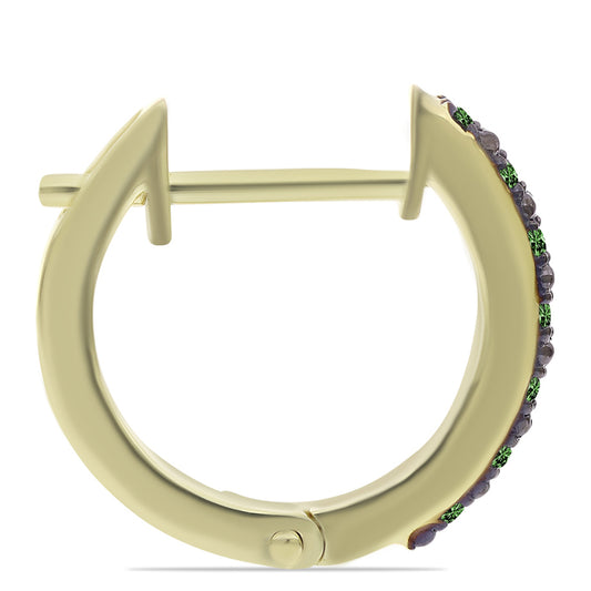 Cercei din Argint 925 Placat cu Aur ( 4.15 grame ) cu Diamant Verde 0.21 Carate