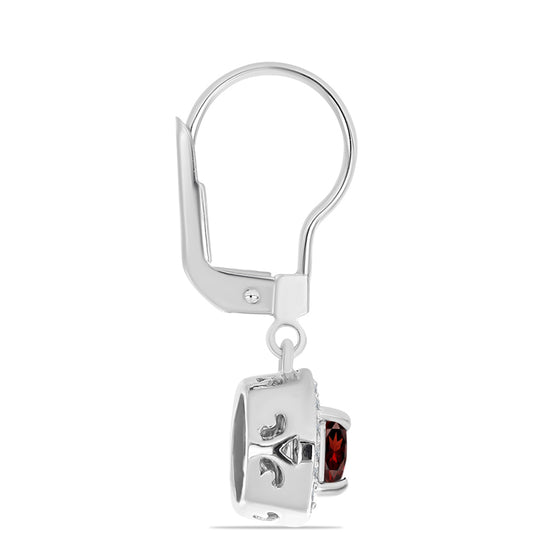 Cercei din Argint 925 ( 2.95 grame ) cu Granat Barton și Topaz Alb 1.42 Carate