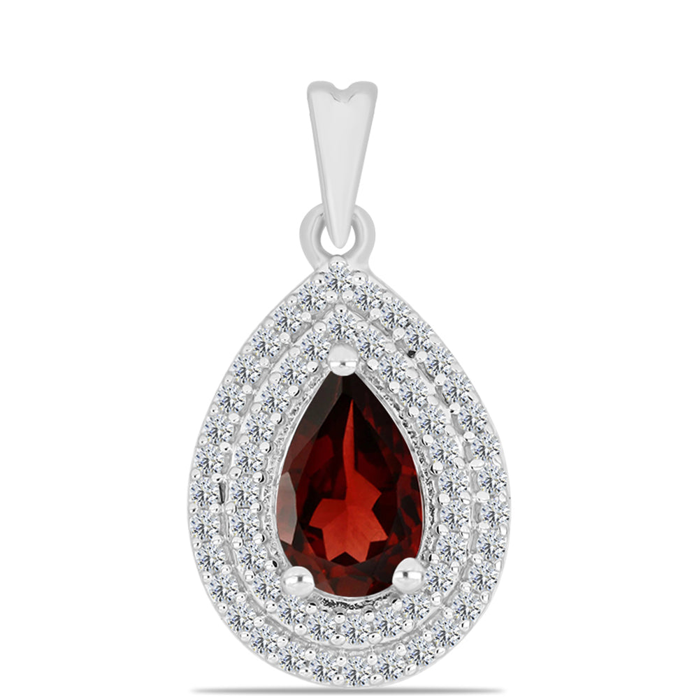 Pandantiv din Argint 925 ( 1.63 grame ) cu Granat Barton și Topaz Alb 1.34 Carate 1 