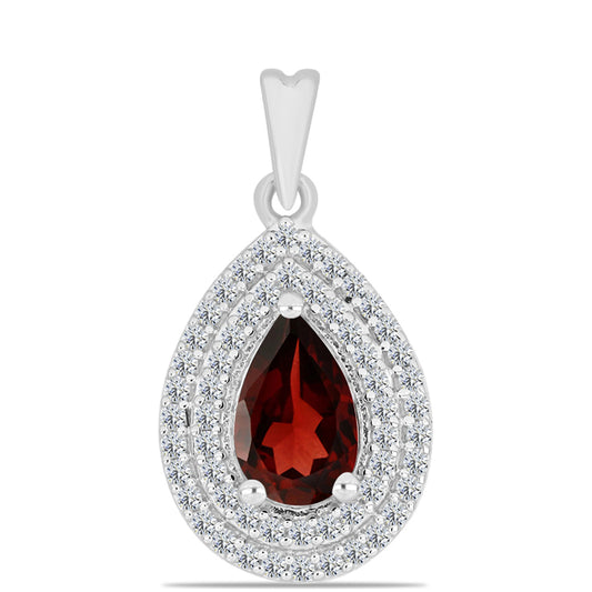 Pandantiv din Argint 925 ( 1.63 grame ) cu Granat Barton și Topaz Alb 1.34 Carate