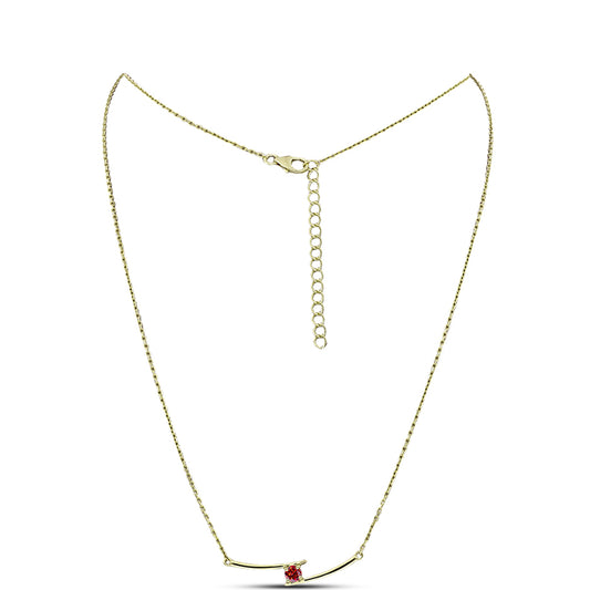 Colier din Argint 925 Placat cu Aur ( 3.16 grame ) cu Moissanite Roșu Majestic 0.23 Carate