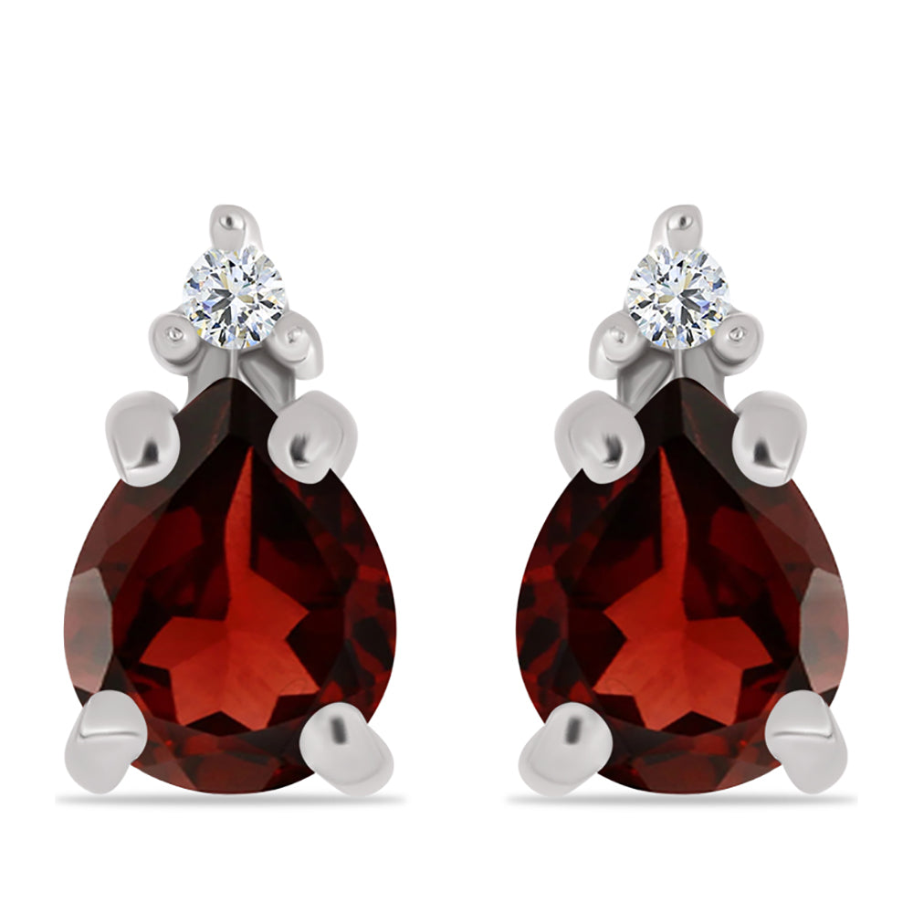 Cercei din Argint 925 ( 0.96 grame ) cu Granat Barton și Topaz Alb 0.86 Carate