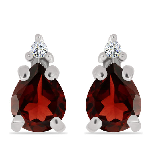 Cercei din Argint 925 ( 0.96 grame ) cu Granat Barton și Topaz Alb 0.86 Carate