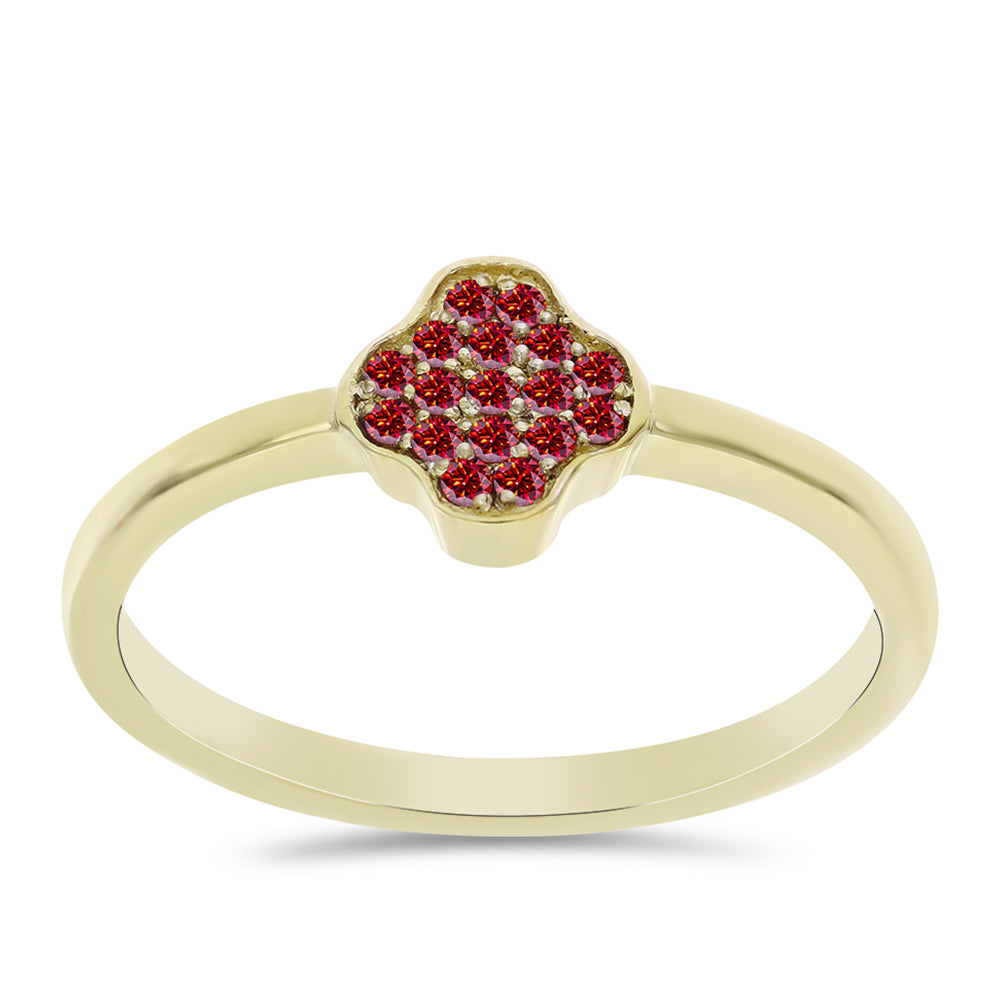 Inel din Argint 925 Placat cu Aur ( 1.9 grame ) cu Moissanite Roșu Majestic 0.13 Carate 3 