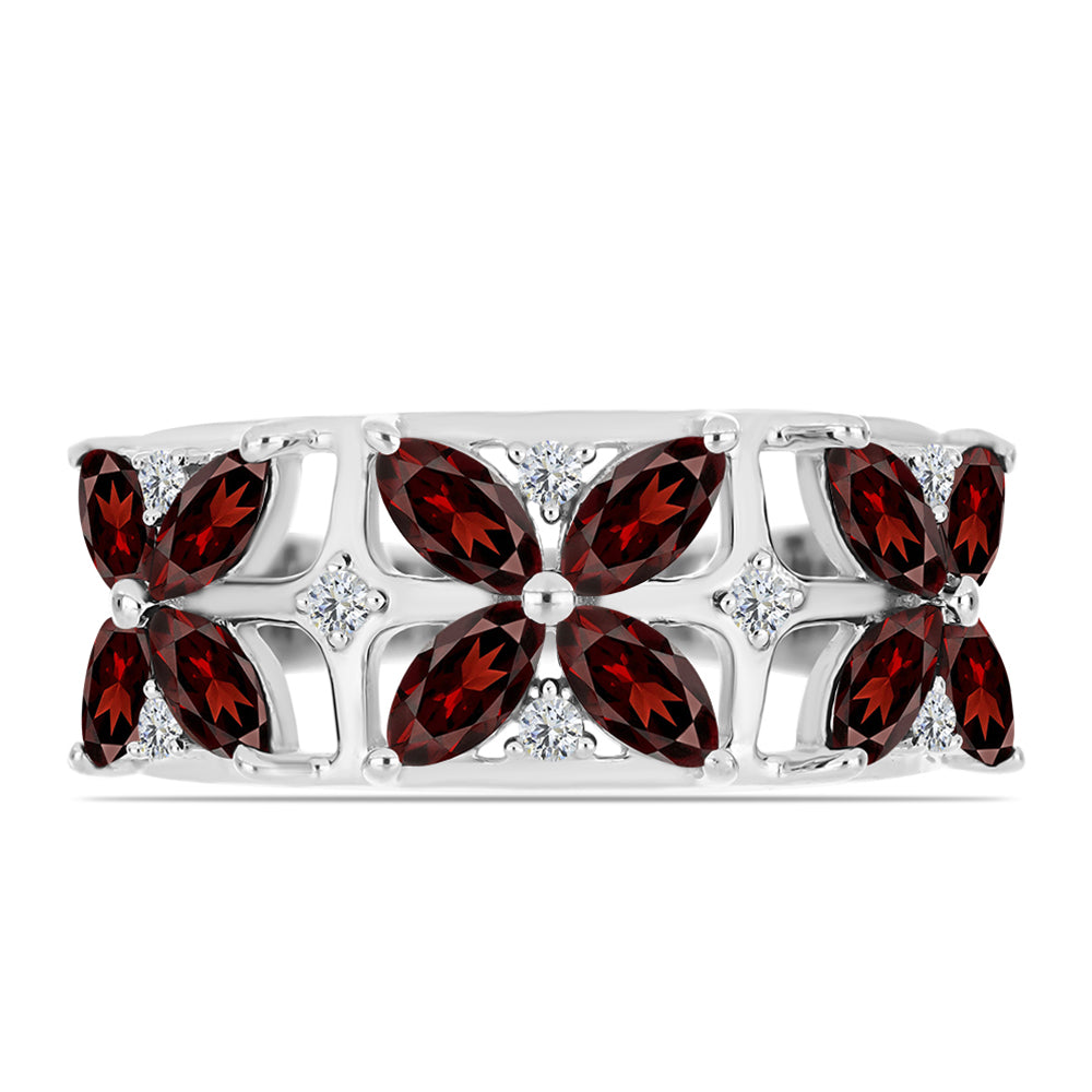 Inel din Argint 925 ( 3.68 grame ) cu Granat Barton și Topaz Alb 2.39 Carate