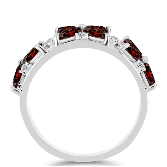 Inel din Argint 925 ( 3.68 grame ) cu Granat Barton și Topaz Alb 2.39 Carate