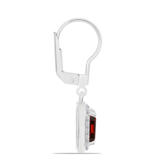 Cercei din Argint 925 ( 2.31 grame ) cu Granat Barton și Topaz Alb 1.66 Carate