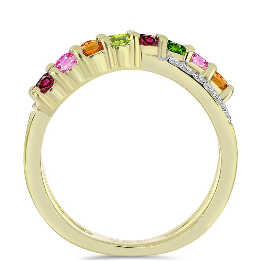 Inel din Argint 925 Placat cu Aur ( 3.37 grame ) cu Turmalină Chakra și Topaz Alb 0.84 Carate 2 