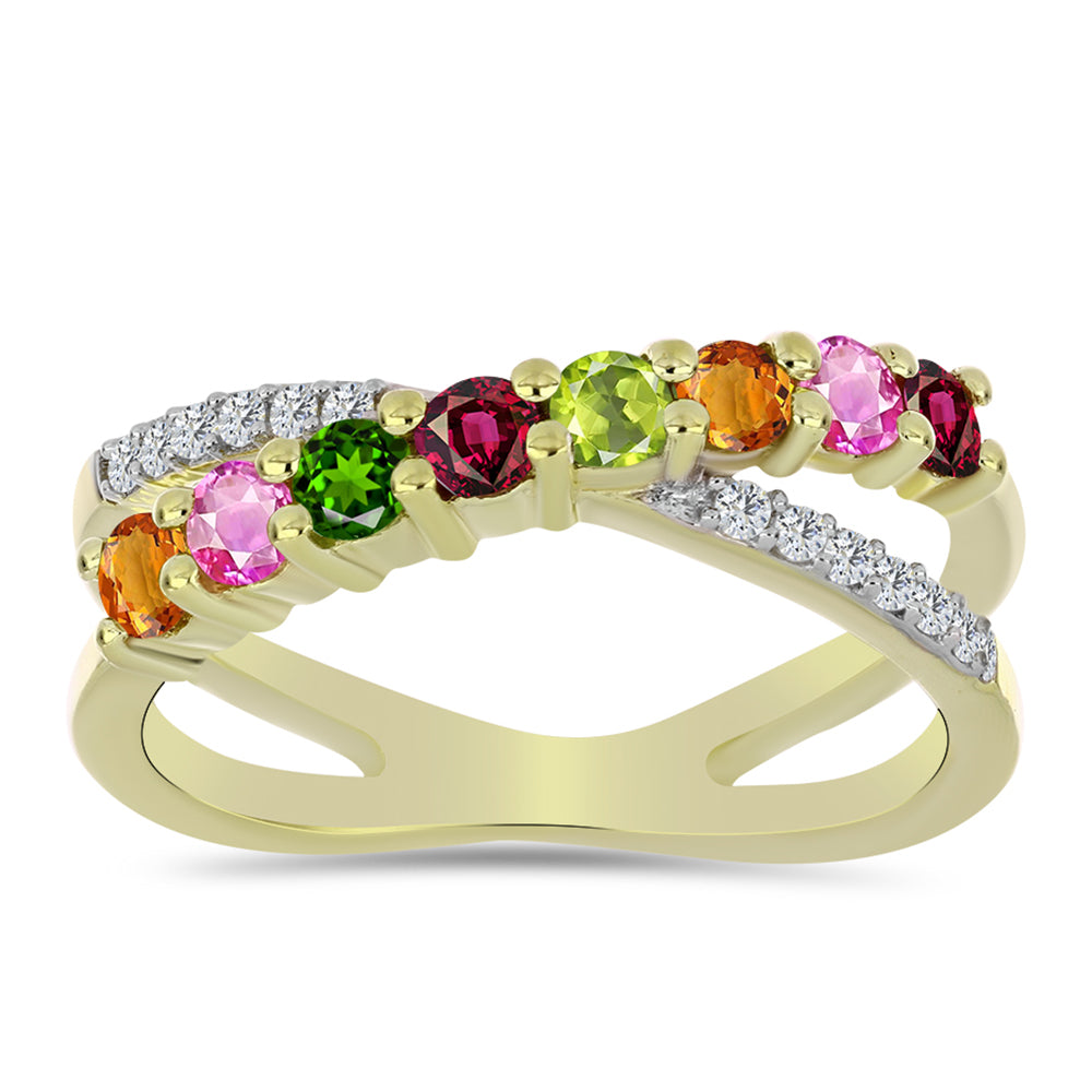 Inel din Argint 925 Placat cu Aur ( 3.37 grame ) cu Turmalină Chakra și Topaz Alb 0.84 Carate