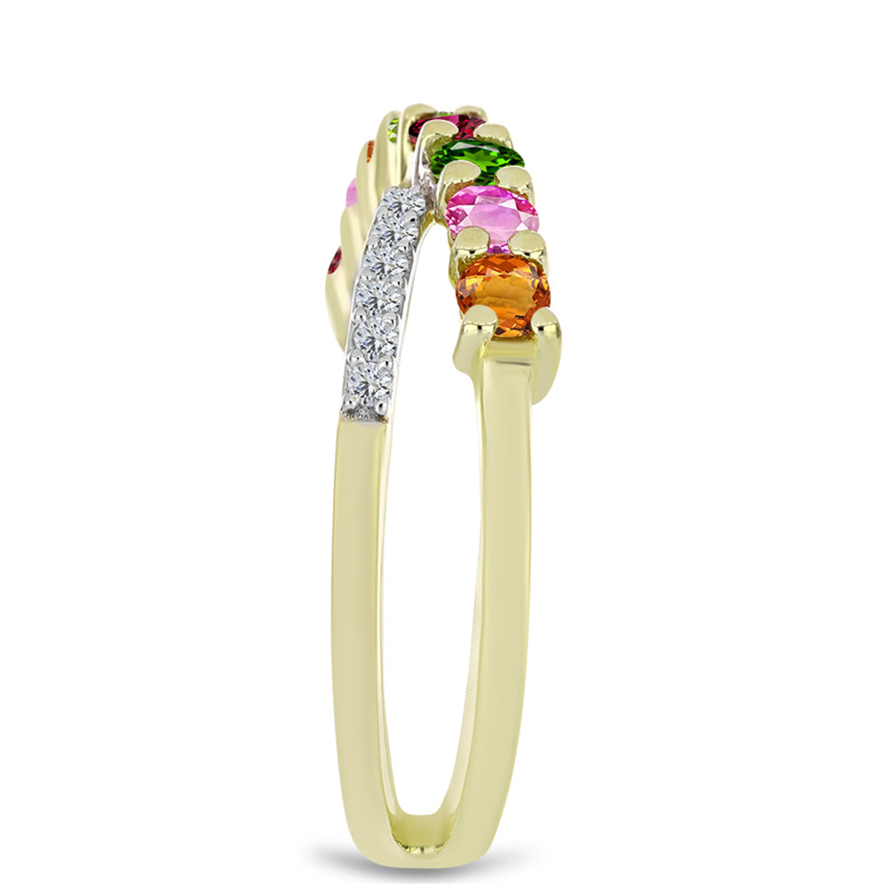 Inel din Argint 925 Placat cu Aur ( 3.37 grame ) cu Turmalină Chakra și Topaz Alb 0.84 Carate