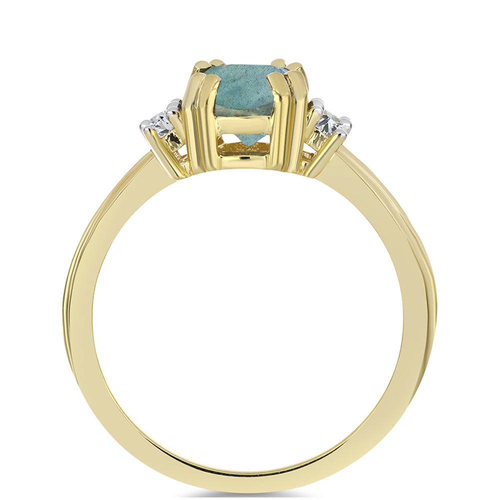 Inel din Argint 925 Placat cu Aur ( 2.56 grame ) cu Labradorit și Topaz Alb 1.42 Carate 2 