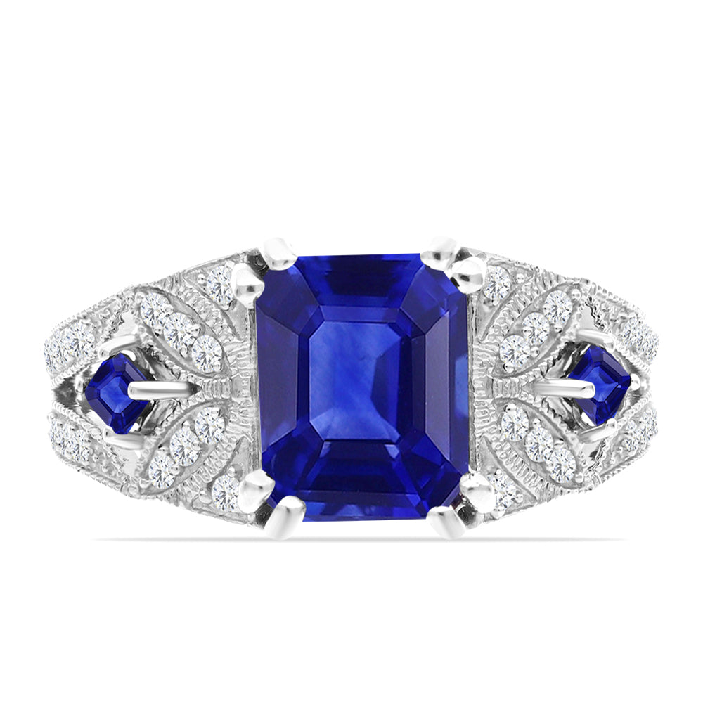 Inel din Argint 925 ( 3.4 grame ) cu Safir Albastru Australian și Topaz Alb 3.48 Carate 1 