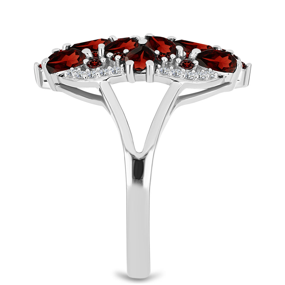 Inel din Argint 925 ( 4.95 grame ) cu Granat Barton și Topaz Alb 4.08 Carate