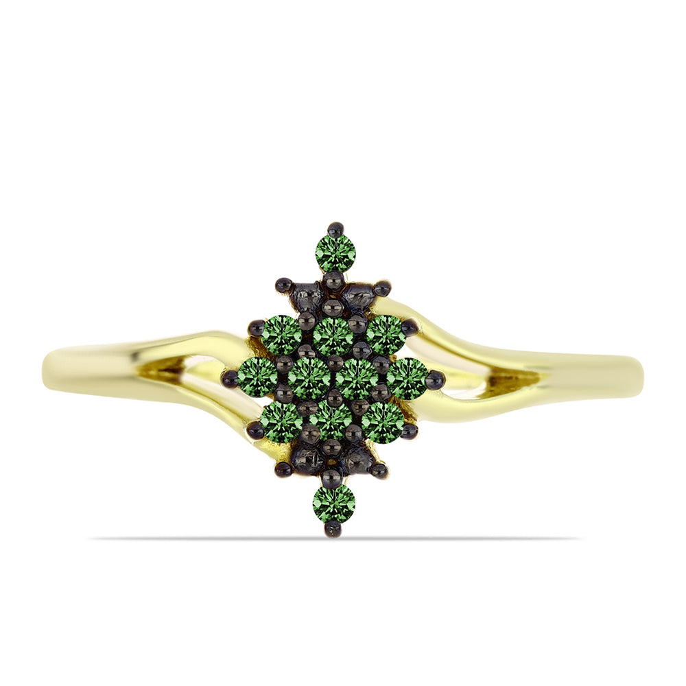 Inel din Argint 925 Placat cu Aur ( 2.17 grame ) cu Diamant Verde 0.08 Carate